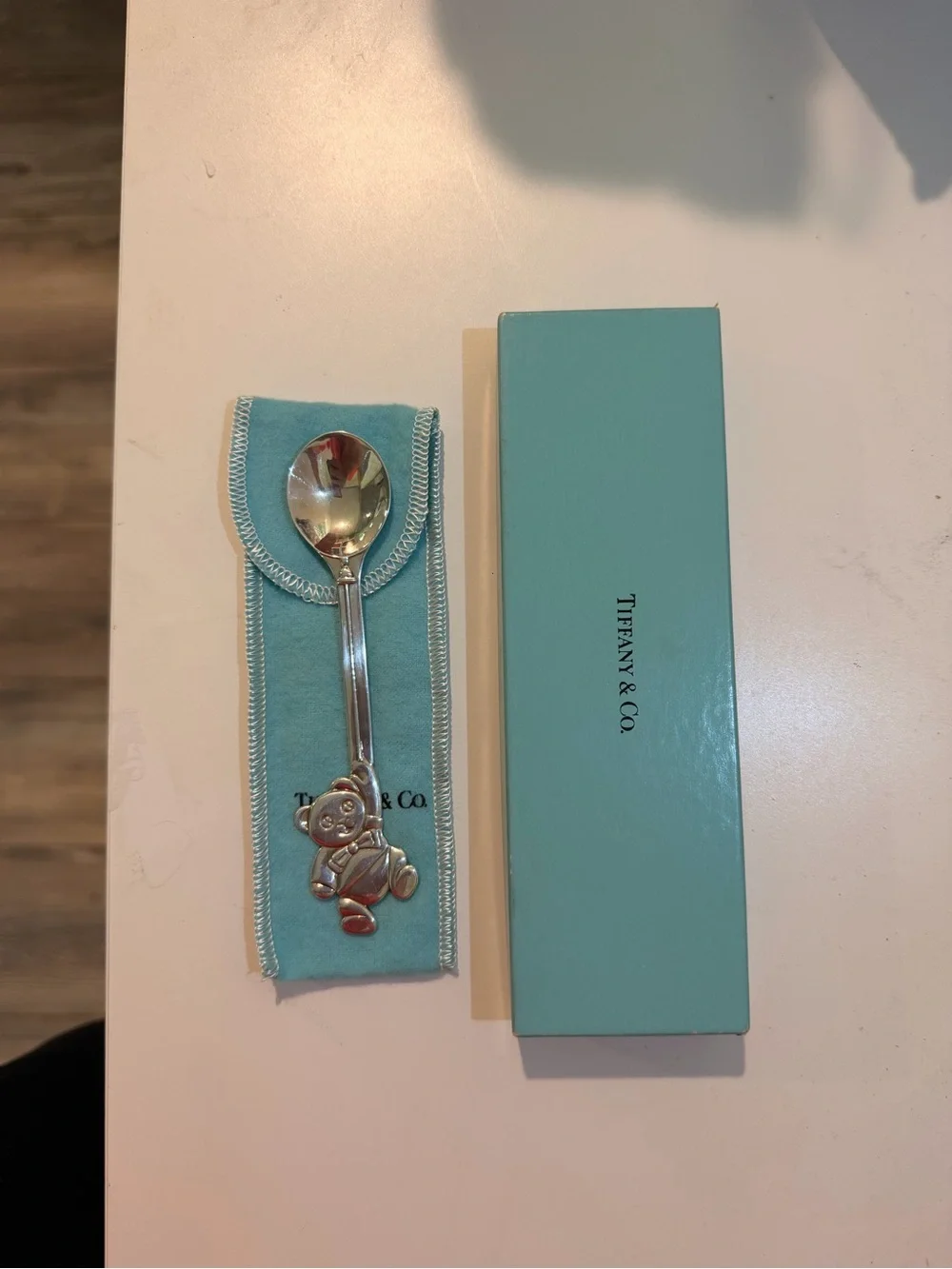 Tiffany & Co. Silver Baby Teddy Bear Spoon (c. 1991) with Original Box and Pouch